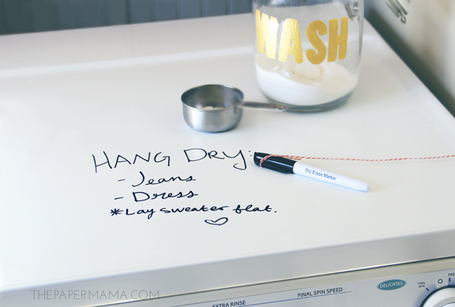 Washer Notes with a Dry Erase Pen // thepapermama.com