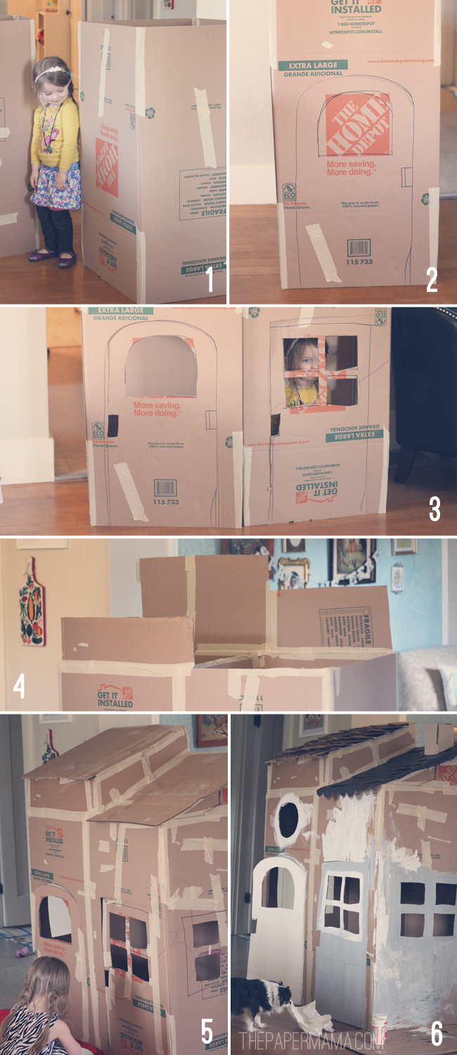Cardboard Box Playhouse // thepapermama.com