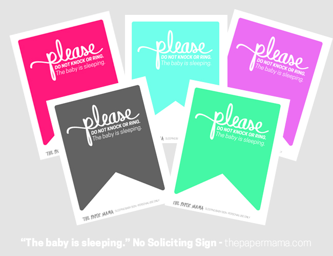 Baby Is Sleeping No Soliciting Sign - Free Printable to Download