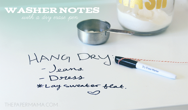 Washer Notes with a Dry Erase Pen // thepapermama.com