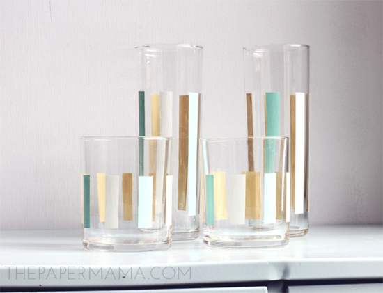 Striped Painted Glassware DIY