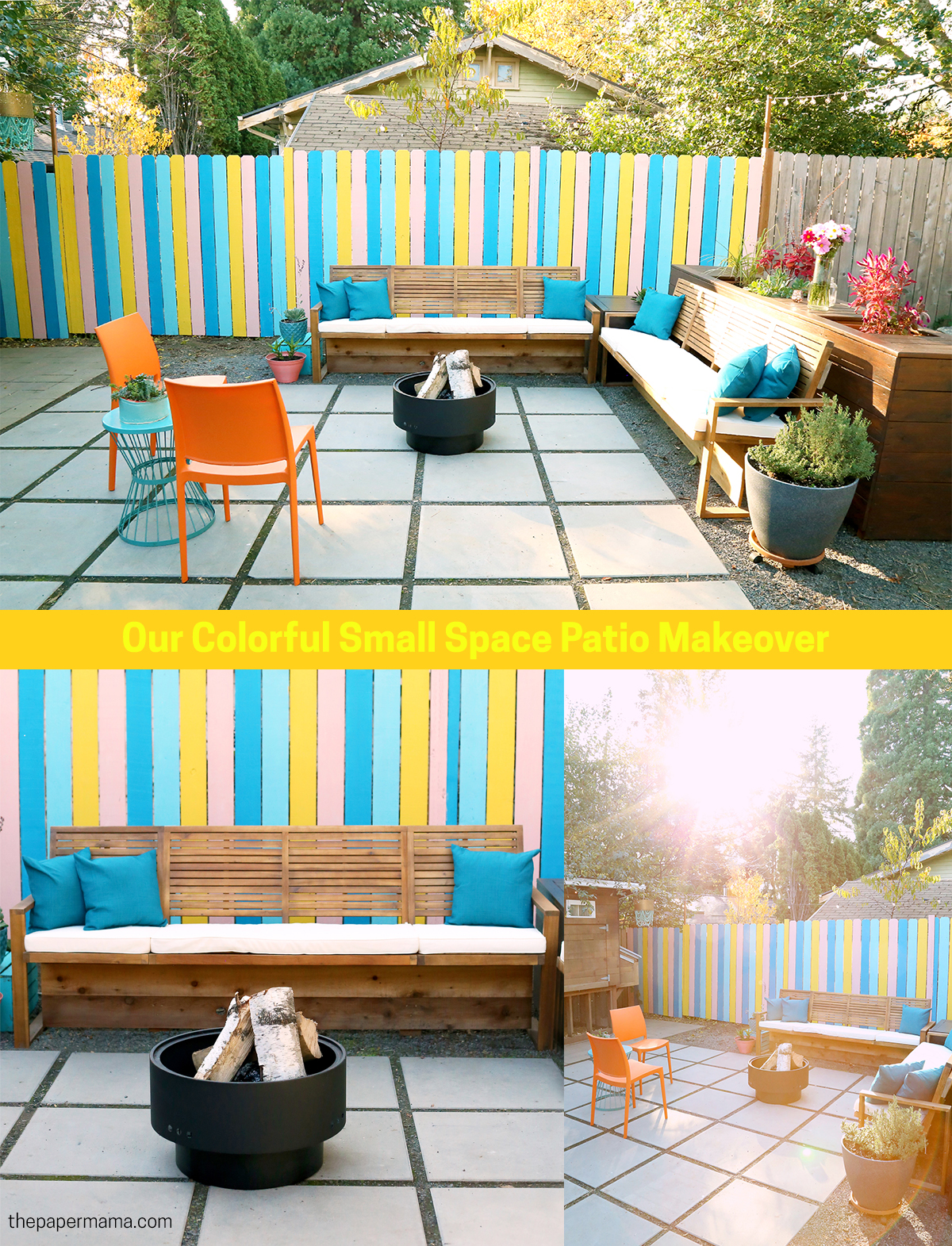 Our Colorful Small Space Patio Makeover: with Before and After photos!