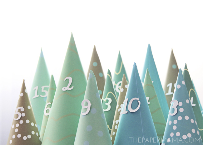 Modern Christmas Tree Cone Advent Calendar // thepapermama.com