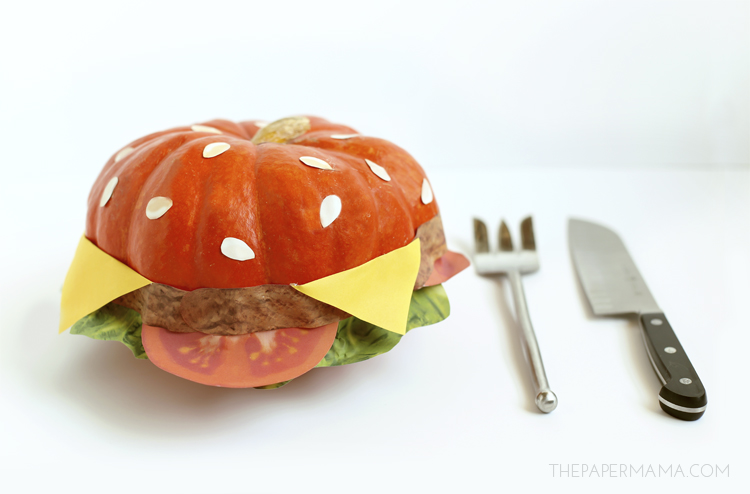 No Carve Cheeseburger Pumpkin (with free printables)
