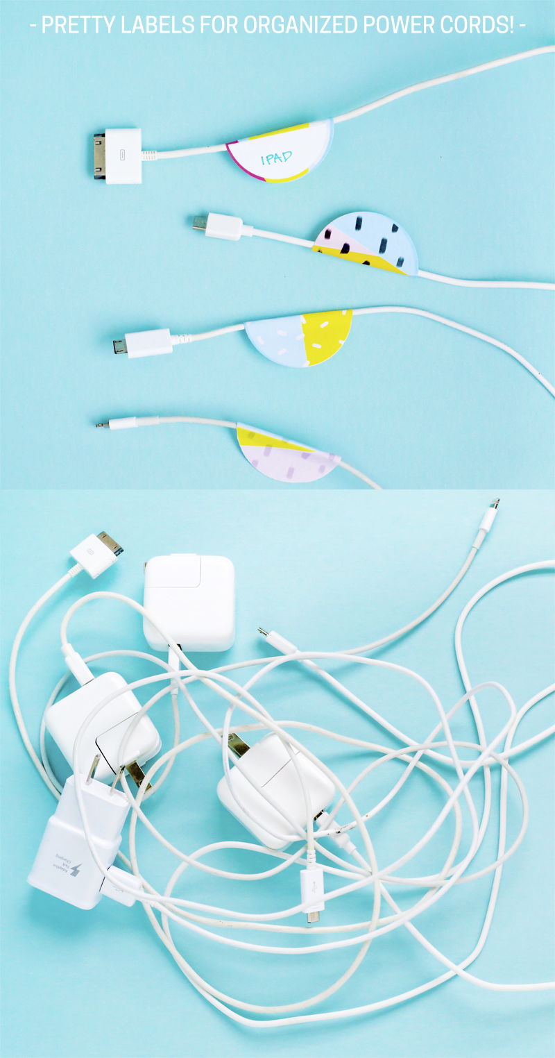 Pretty Labels to Organize Power Cords!