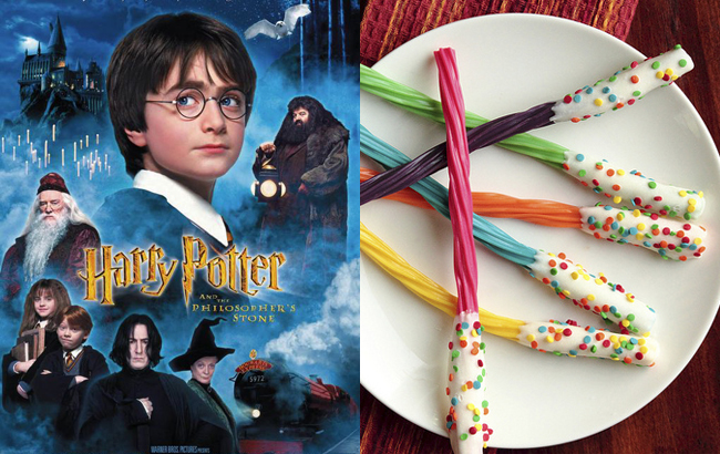 I LOVE Harry potter and I think these Harry Potter Licorice Wands while watching the movie (on Pastry Affair).