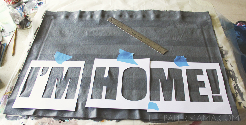 No Sew "I'm Home" Floor Mat DIY with pattern!