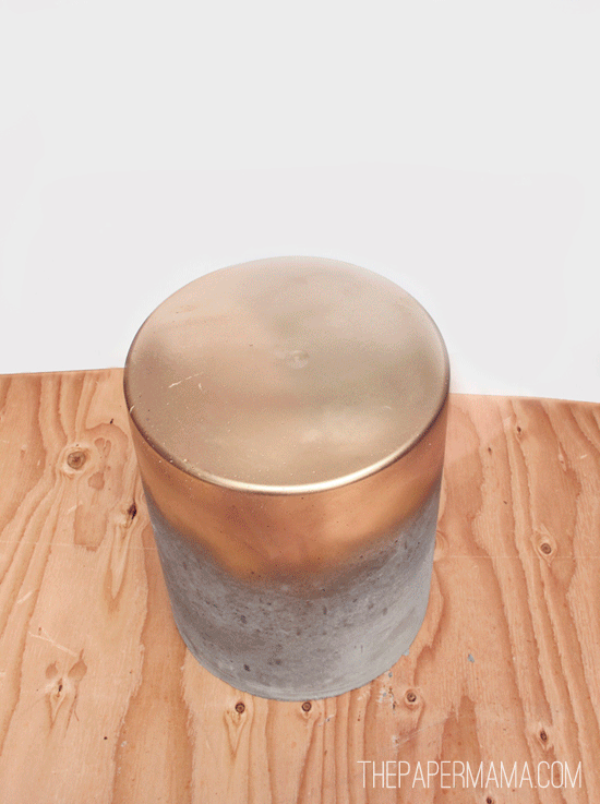 concrete stool diy tutorial gold spray paint bucket