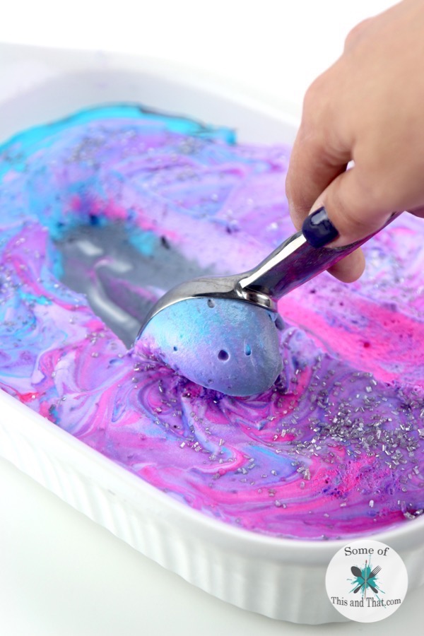 Make your ice cream totally awesome with this galaxy ice cream recipe! Found on Some of This and Some of That.