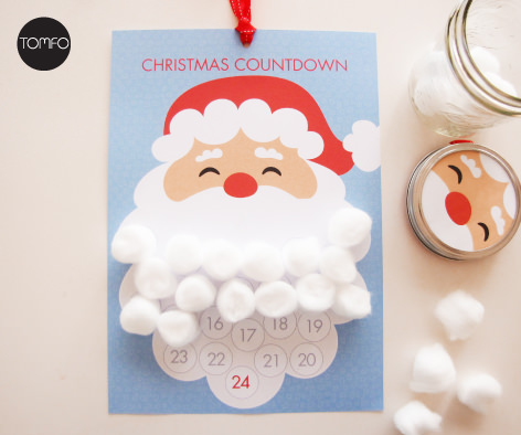 This free printable Santa beard countdown is so cute and I think the kids would love it, from Tomfo.