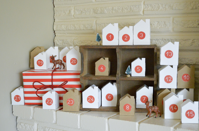 Create a little village with these printable houses for your countdown, from Swoon Studio.