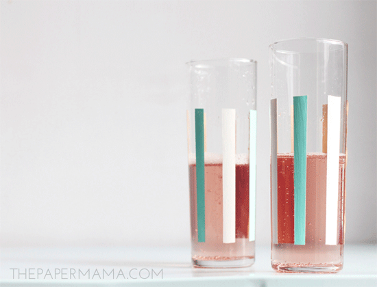 Striped Painted Glassware DIY GIF