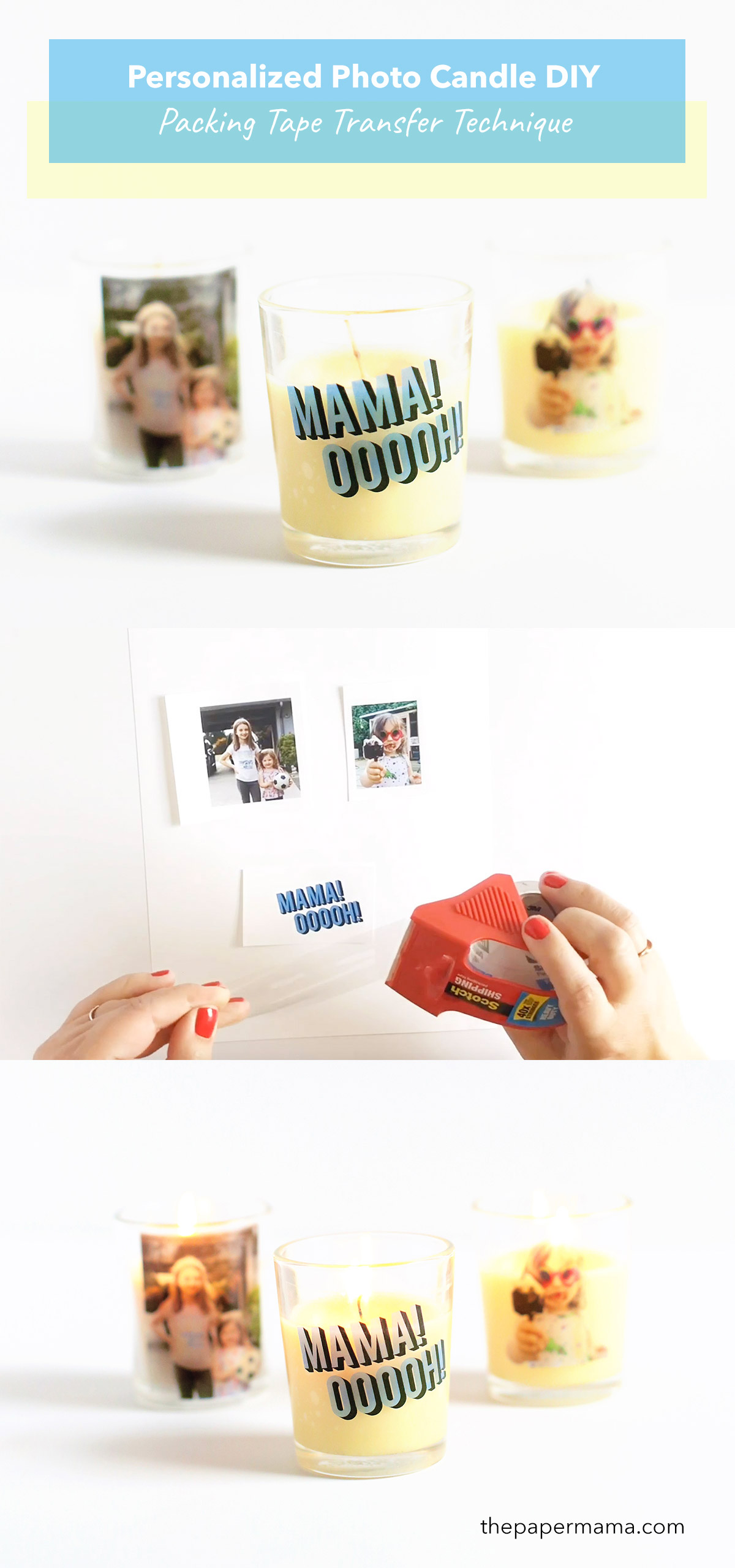 Personalized Photo Candle DIY - Packing Tape Photo Transfer Technique